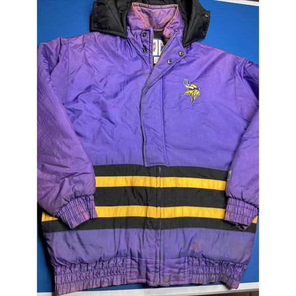 Minnesota Vikings Game Day /Logo 7 purple puffer hooded Jacket Large 14-16 Youth - Picture 2 of 16
